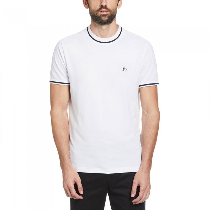 [해외]ORIGINAL PENGUIN 반소매 티셔츠 Organic Piqueue Ribbed Tipping 140959711 Bright White