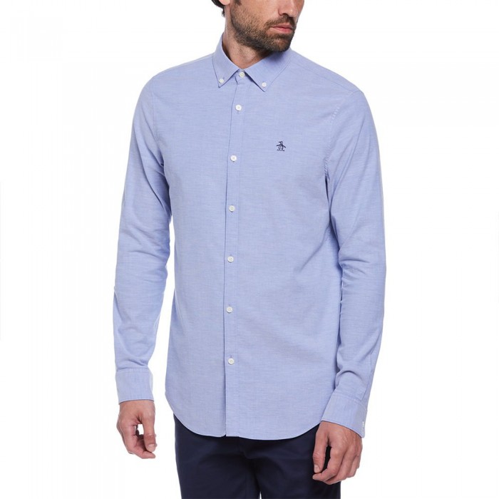 [해외]ORIGINAL PENGUIN 긴 소매 셔츠 Oxford Stretch No 포켓 140959721 Amparo Blue
