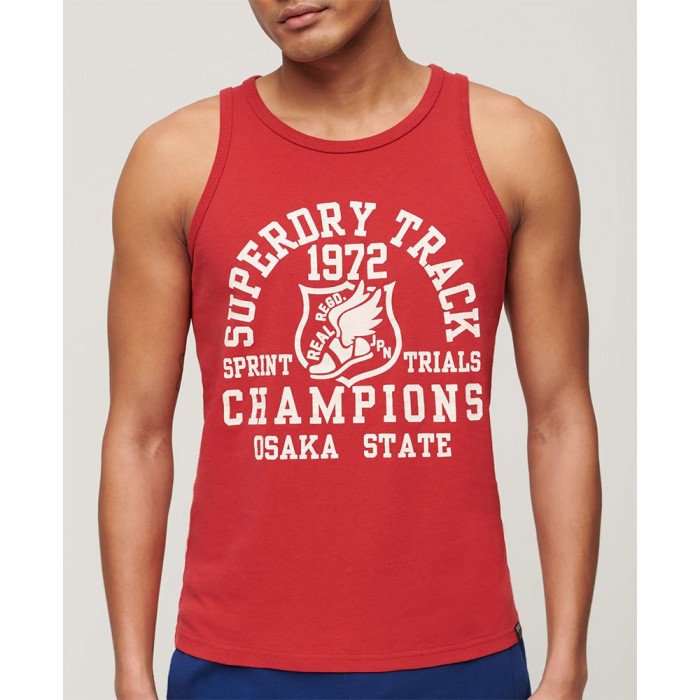 [해외]슈퍼드라이 Track & Field Ath Graphic 민소매 티셔츠 140588821 Ferra Red Marl