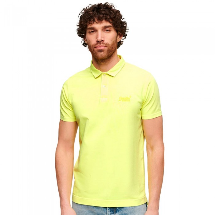 [해외]슈퍼드라이 Essential 로고 Neon 반팔 폴로 셔츠 140900867 Dry Fluro Yellow