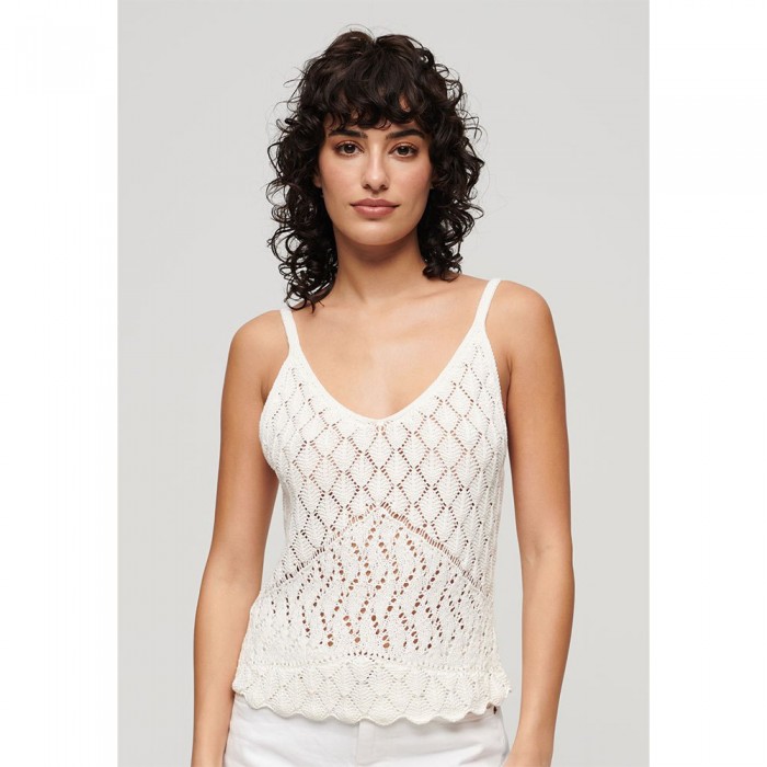 [해외]슈퍼드라이 Crochet Cami 민소매 티셔츠 140900847 Desert Bone Off White