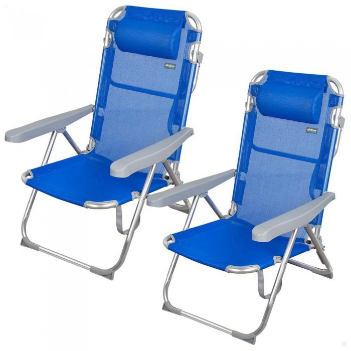 [해외]AKTIVE 낮은 접이식 의자 다중 위치 알루미늄 Gomera 2 단위 6140969492 Royal