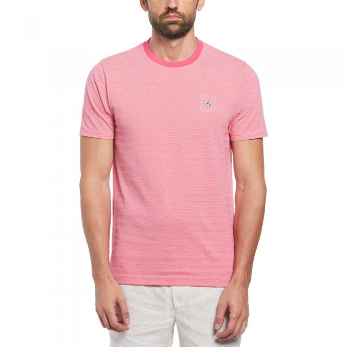 [해외]ORIGINAL PENGUIN 반소매 티셔츠 Ao Jacquard Stripe 140959503 Raspberry Sorbet
