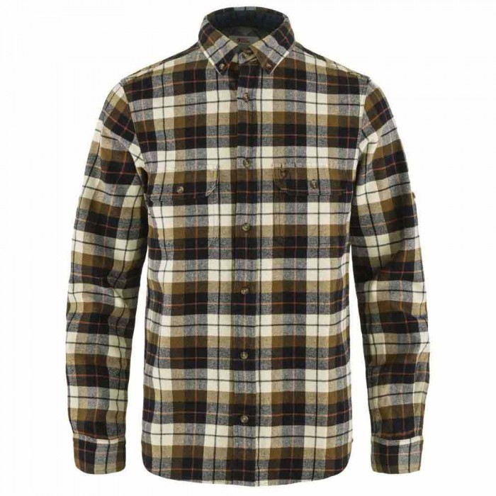 [해외]피엘라벤 Singi 헤비 Flannel 긴팔 셔츠 4141222230 Chalk White / Dark Navy