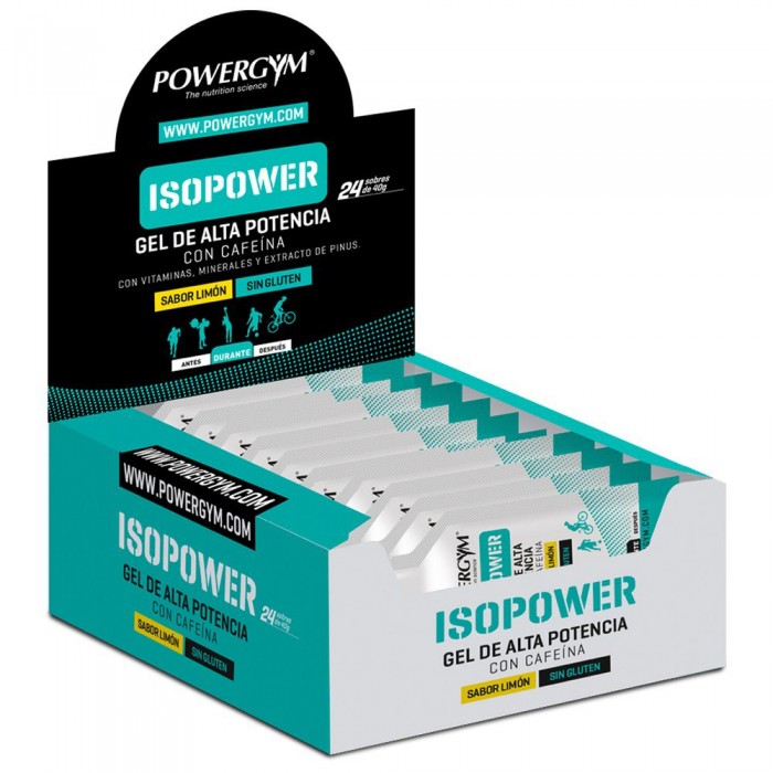 [해외]POWERGYM Isopower Gel 40g 24 단위 레몬 & 카페인 에너지 젤 상자 1138050056 Multicolor