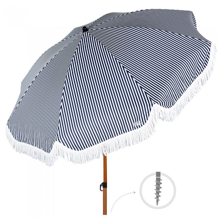 [해외]AKTIVE Ø200cm UV30 기울일 수 있는 돛대가 있는 해변 우산 6140969507 Blue / White