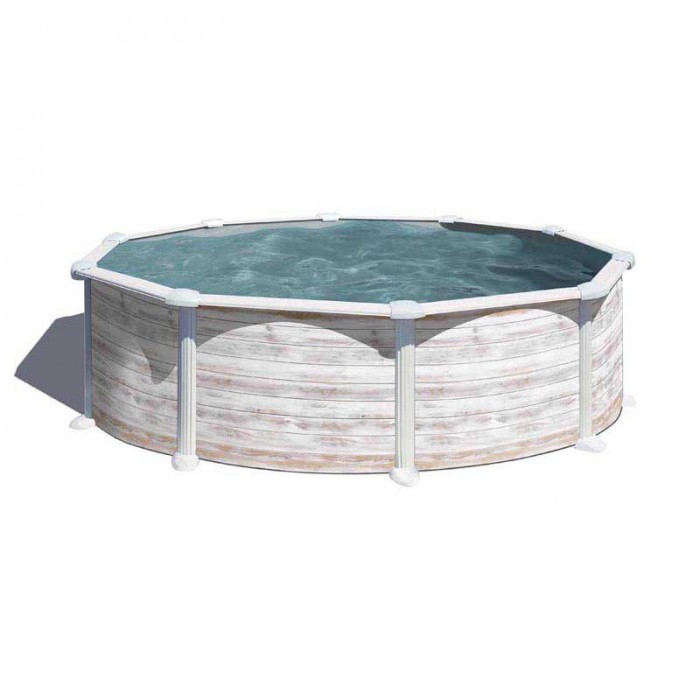 [해외]GRE POOLS Greenland round Ø350x132 cm 지상 강철 벽 수영장 6140951750 Grey / White