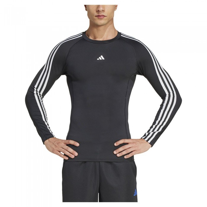 [해외]아디다스 Techfit Compression 3 Stripes 긴팔 티셔츠 7141050672 Black