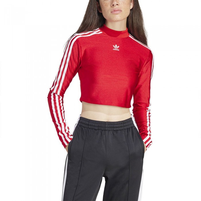 [해외]아디다스 ORIGINALS 3 Stripes Cropped 긴팔 티셔츠 141050848 Better Scarlet