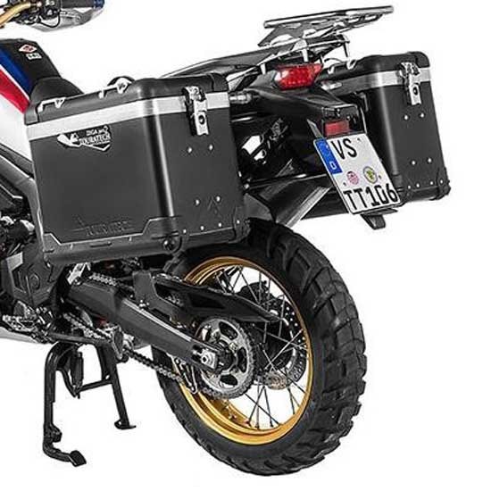 [해외]투라텍 ZEGA Pro And-Black 38/45L Stainless Steel Black Rack Honda CRF1000L Africa Twin 2015-2017 사이드 케이스 세트 9141190419 Black / Silver