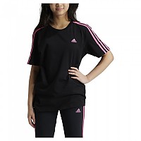 [해외]아디다스 Essentials 3 Stripes Cotton Loose Fit Boyfriend 반팔 티셔츠 15141047184 Black / Pulse Magenta