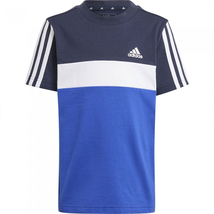 [해외]아디다스 Tiberio 3 Stripes Colorblock Cotton 반팔 티셔츠 15141047478 Legend Ink / Semi Lucid Blue / White