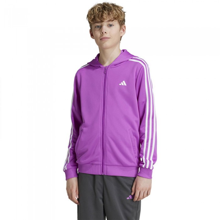 [해외]아디다스 Train Essentials Aeroready 3 Stripes Regular Fit 풀지퍼 스웨트셔츠 15141082488 Purple Burst / White