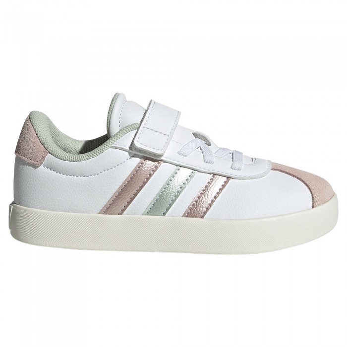 [해외]아디다스 VL Court 3.0 Skateboarding 운동화 15141097581 Ftwr White / Linen Green Met / Sandy Pink Met