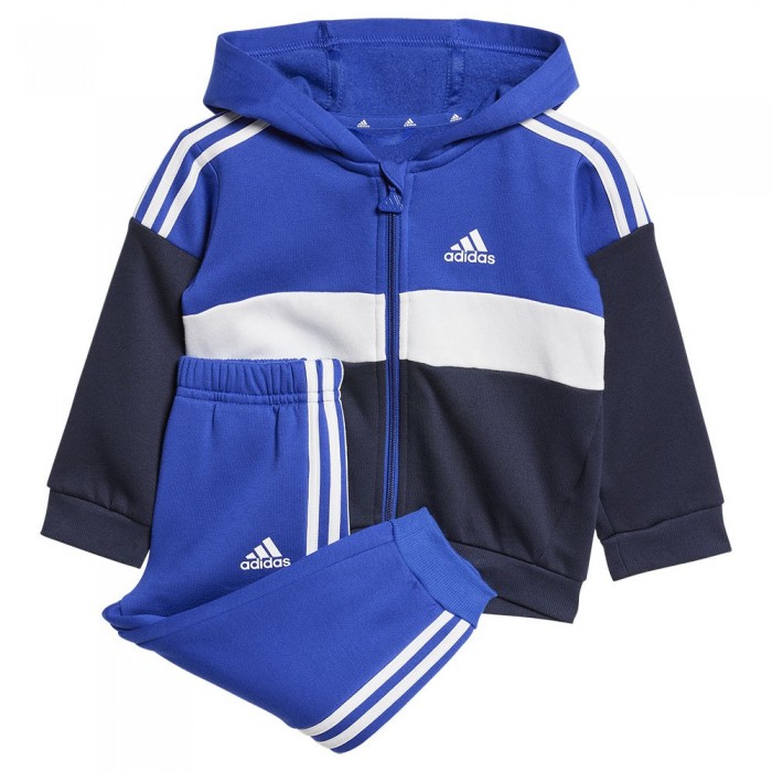 [해외]아디다스 Tiberio 3 Stripes Colorblock 플리스 유아 운동복 15141129481 Semi Lucid Blue / Legend Ink / White