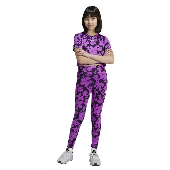 [해외]아디다스 Train Essentials Seasonal Printed High Waisted 레깅스 15141129559 Aurora Black / Purple Burst