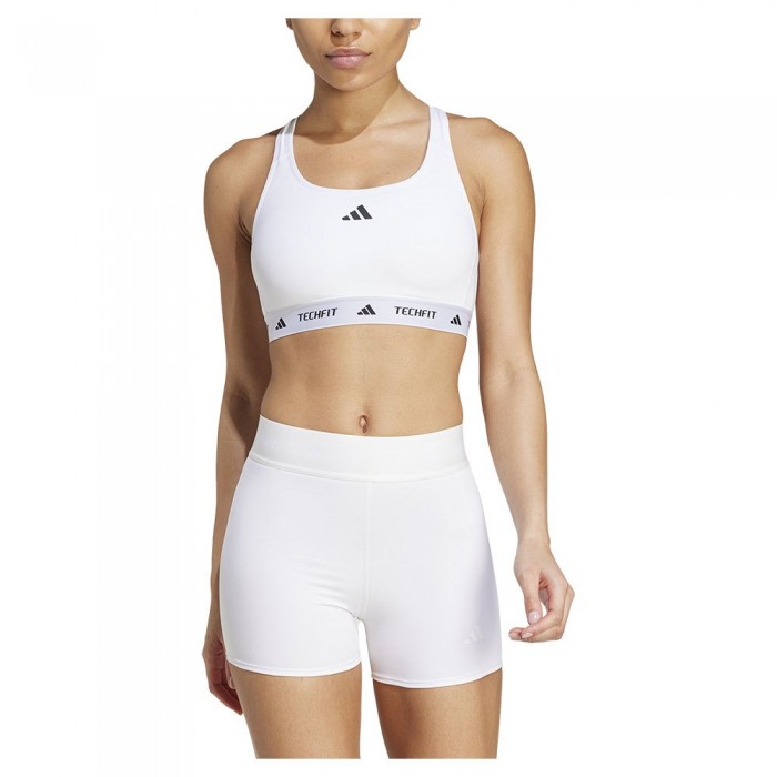 [해외]아디다스 Techfit Medium 미디엄 임팩트 스포츠 브라 6141126623 White