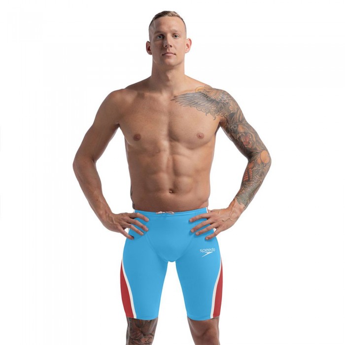 [해외]스피도 Fastskin LZR Pure Intent 2.0 High Waisted jammer 6141025849 Picton Blue / Flame Red / Snow Reflective