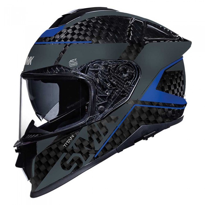 [해외]SMK Titan Carbon Nero 풀페이스 헬멧 9141195948 Grey / Blue / Black