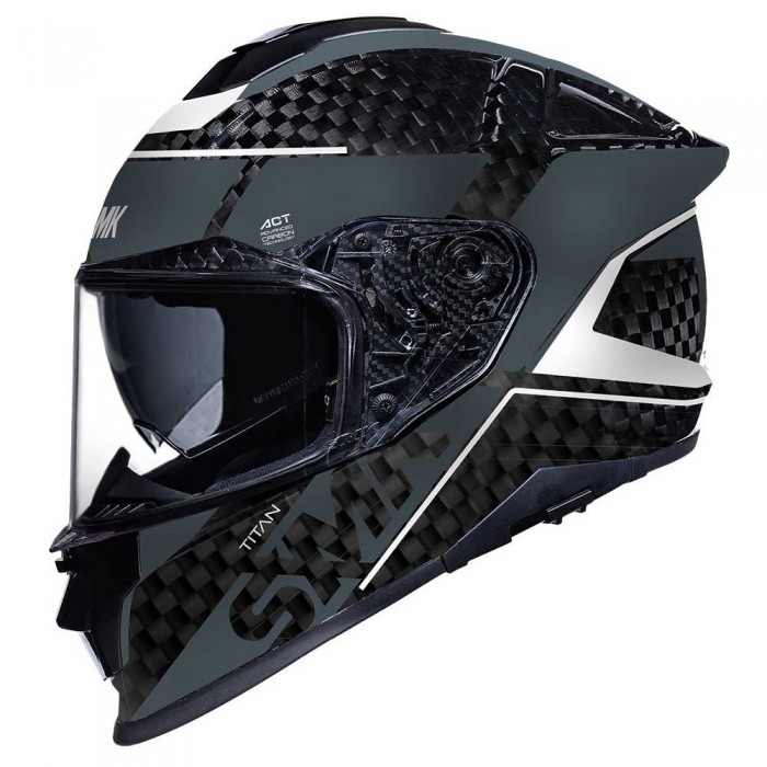 [해외]SMK Titan Carbon Nero 풀페이스 헬멧 9141195950 Grey / White / Black