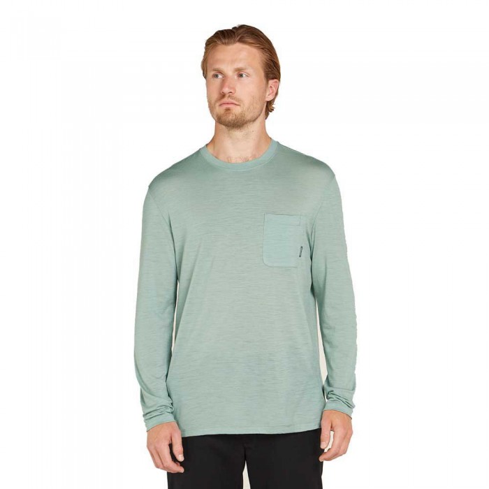 [해외]아이스브레이커 Merino Tech Lite III Relaxed Pocket 긴팔 티셔츠 4141265347 Moss