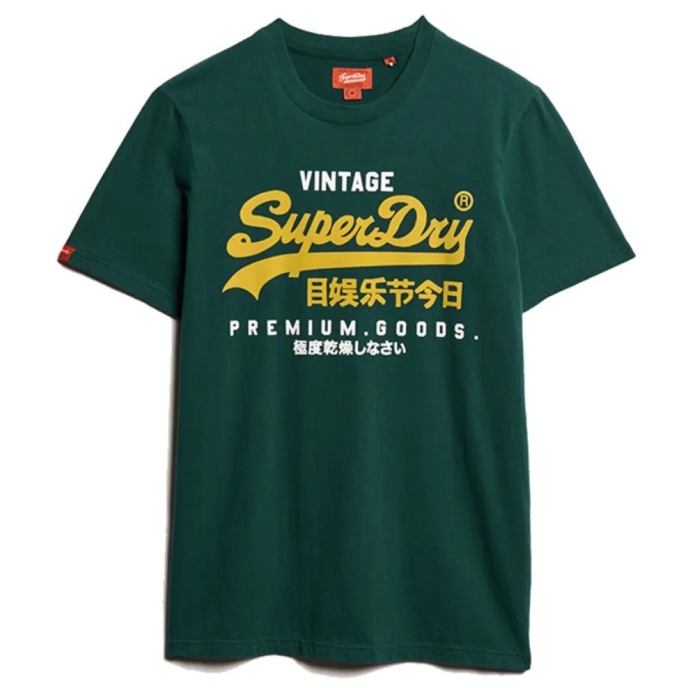 [해외]슈퍼드라이 Duo Vintage Logo 반팔 티셔츠 141110318 Dark Pine Green