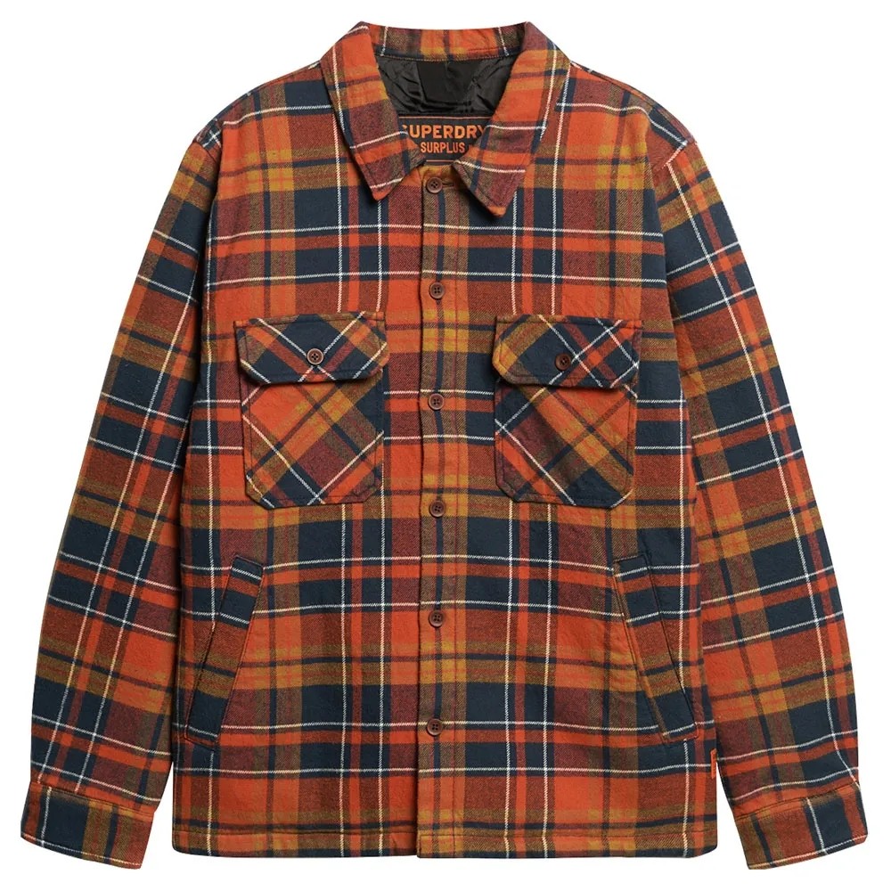 [해외]슈퍼드라이 Surplus Check Quilt 오버셔츠 141110902 Navy Gold Check