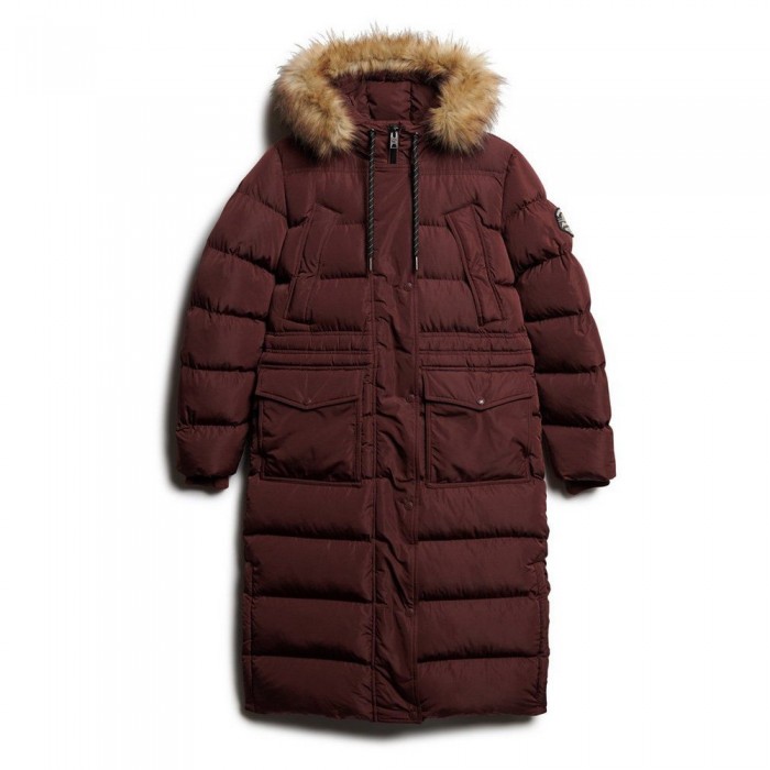 [해외]슈퍼드라이 Everest Faux Fur Longline 자켓 141110479 Albarn Clay Burgundy