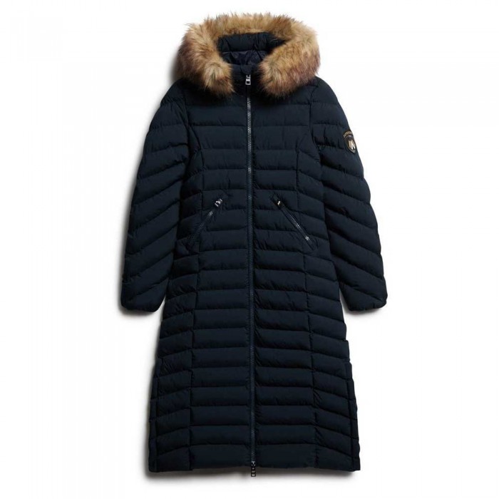 [해외]슈퍼드라이 Fuji Faux Fur Longline 자켓 141110545 Eclipse Navy