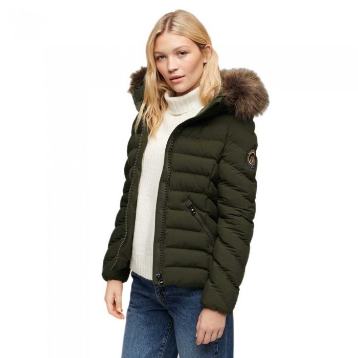 [해외]슈퍼드라이 Fuji Faux Fur Padded 자켓 141110549 Surplus Goods Olive Green