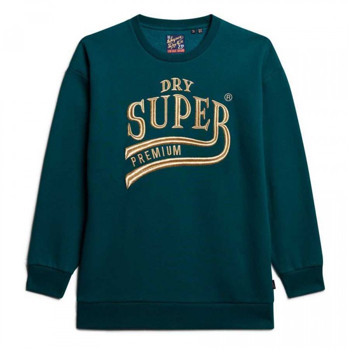 [해외]슈퍼드라이 Luxe Metallic Logo 긴팔 미디 드레스 141110637 Deep Teal