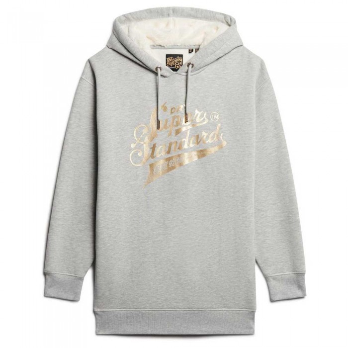 [해외]슈퍼드라이 Luxe Metallic Logo 긴팔 짧은 드레스 141110640 Pumice Stone Beige Marl