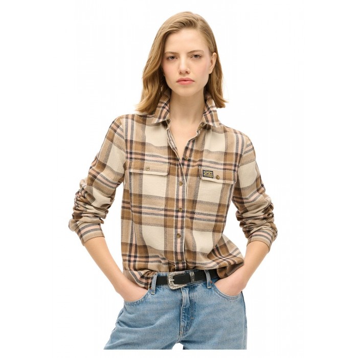 [해외]슈퍼드라이 Lumberjack Check Flannel 오버셔츠 141198128 Beige / Cream Check