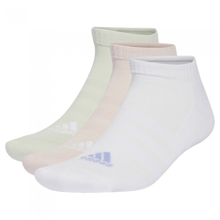 [해외]아디다스 Cushioned 짧은 양말 3 켤레 141018904 White / Sandy Pink / Linen Green