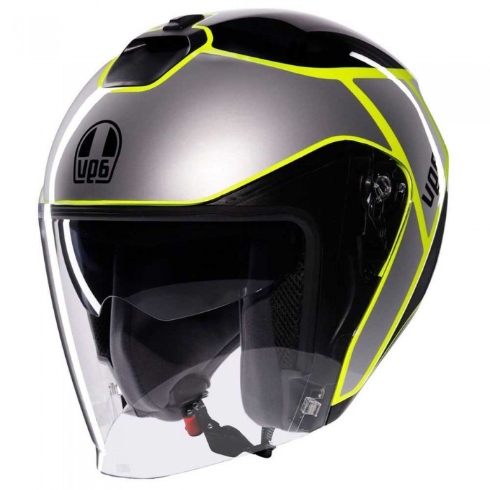 [해외]AGV Irides E2206 오픈 페이스 헬멧 9141220999 Davao Black / Grey / Yellow Fluo