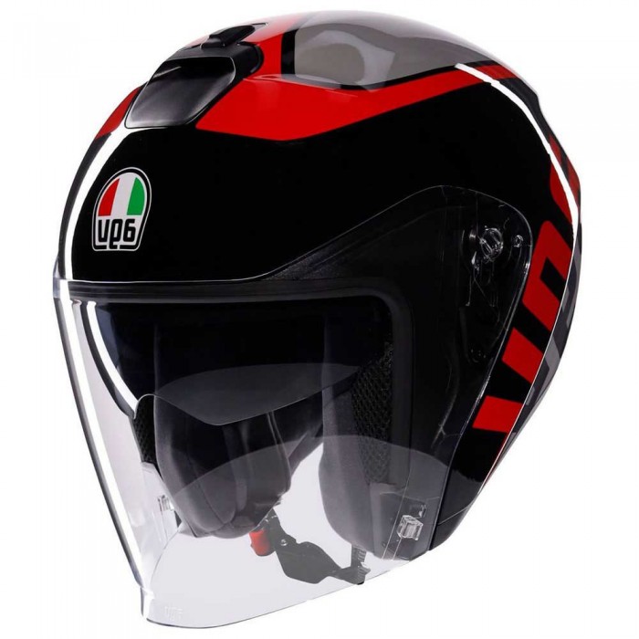 [해외]AGV Irides E2206 오픈 페이스 헬멧 9141221002 Valenza Matt Grey / Black / Red