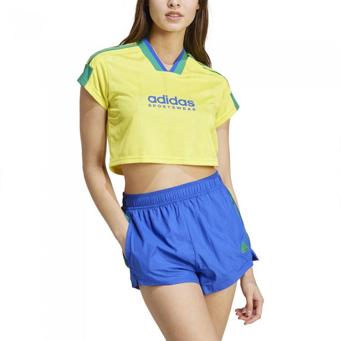 [해외]아디다스 Tiro Cut 3 Stripes Crop 반팔 티셔츠 141047497 Bright Yellow / Bold Green / Bold Blue