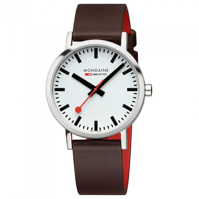 [해외]몬데인 Classic 40 mm 시계 141252242 White / Brown Vegan Grape Leather