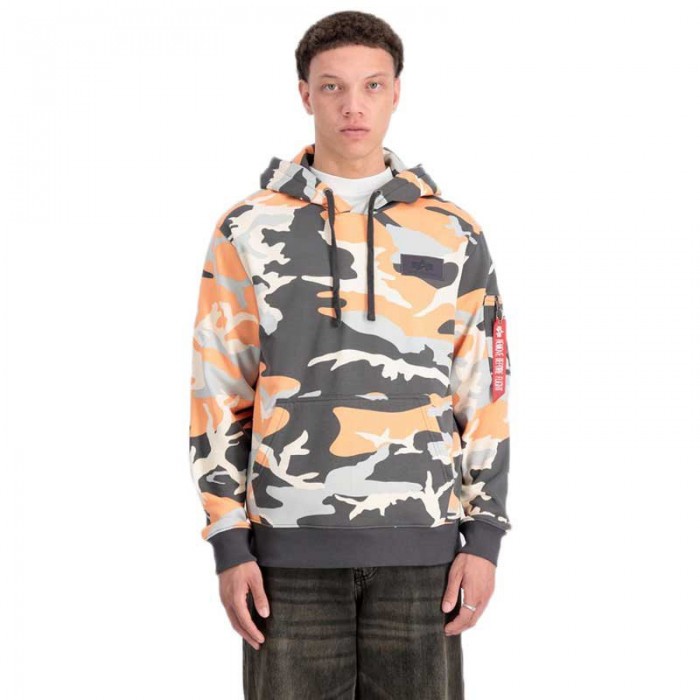 [해외]알파 인더스트리 Back Print Camo 후드티 141044982 Orange Grey Camo