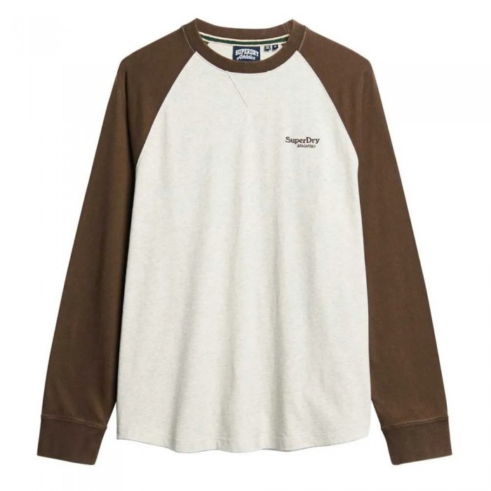 [해외]슈퍼드라이 Essential Logo Baseball 긴팔 티셔츠 141198007 Lightning Grey Grindle / Bracken Brown