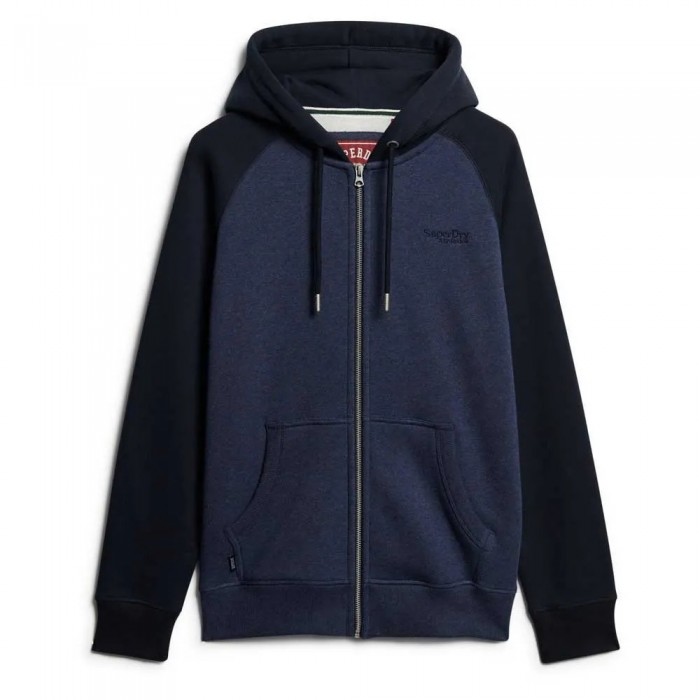 [해외]슈퍼드라이 Essential Baseball 풀지퍼 스웨트셔츠 141398472 Heritage Navy Marl/Eclipse Navy