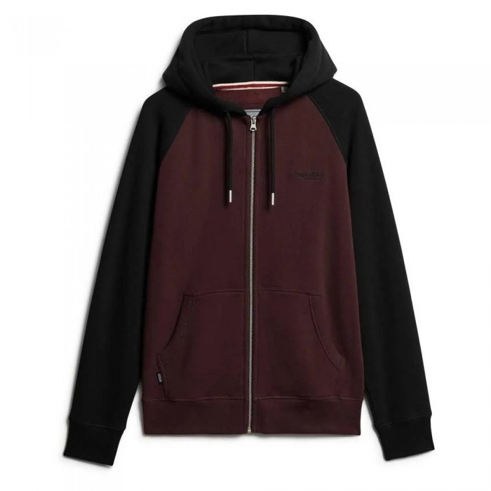 [해외]슈퍼드라이 Essential Baseball 풀지퍼 스웨트셔츠 141398473 Rich Deep Burgundy/Black