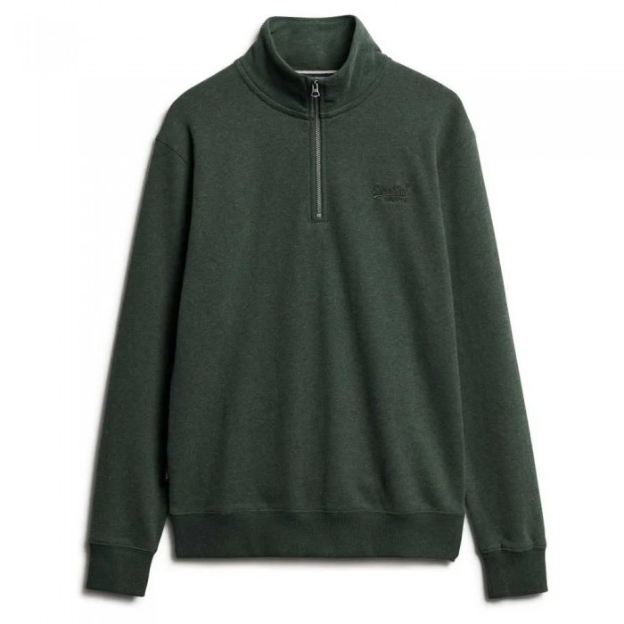 [해외]슈퍼드라이 Essential Logo Henley 하프 지퍼 스웨트셔츠 141398477 Deep Forest Green Marl