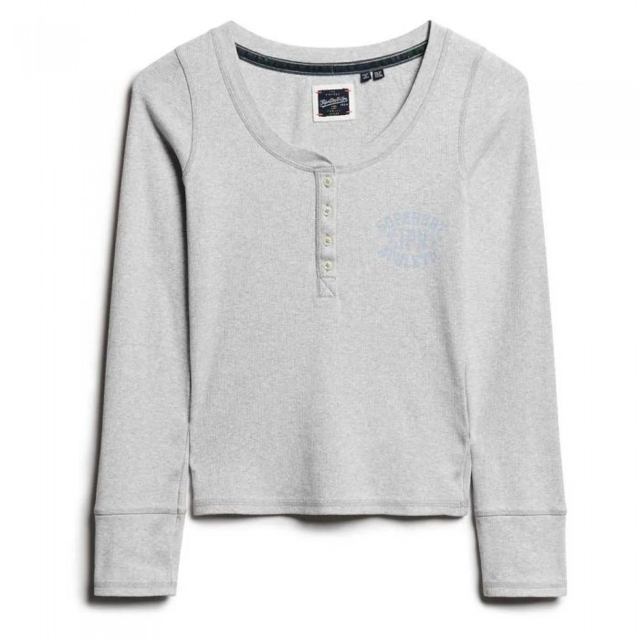 [해외]슈퍼드라이 Athletic Button 긴팔 티셔츠 141398449 Ice Grey Marl