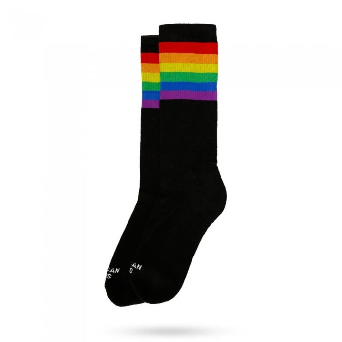 [해외]AMERICAN SOCKS 레인bow Pride Black Cotton Half 긴 양말 6139030686 Black / Yellow