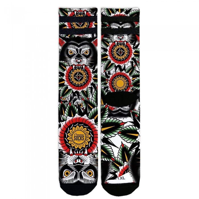 [해외]AMERICAN SOCKS Wolf Coolmax Half 긴 양말 6139030844 Black / White / Red