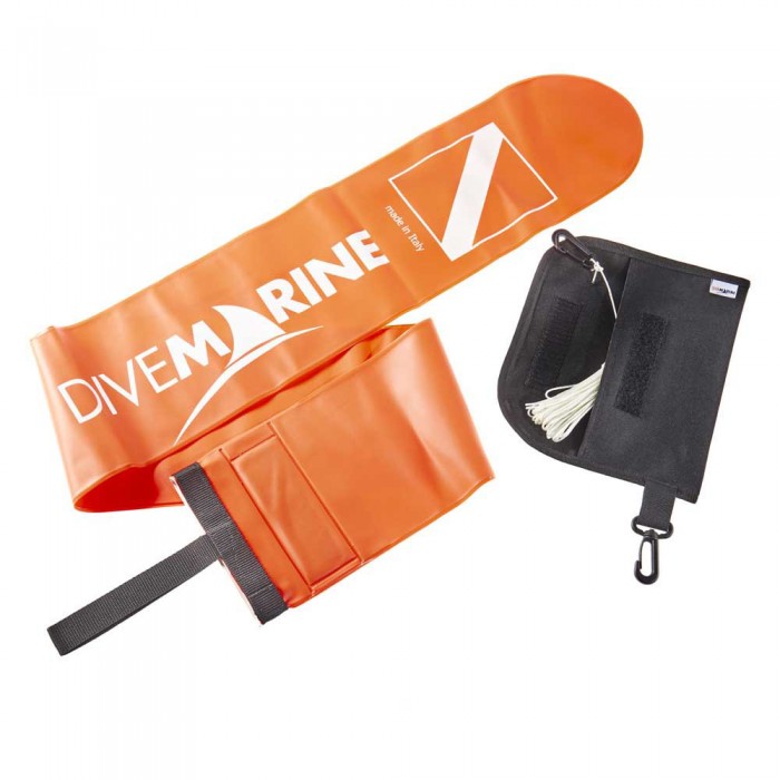 [해외]DIVEMARINE Safety Black Pouch 15 m White Nylon Cord 신호 부표 10141317769 Orange