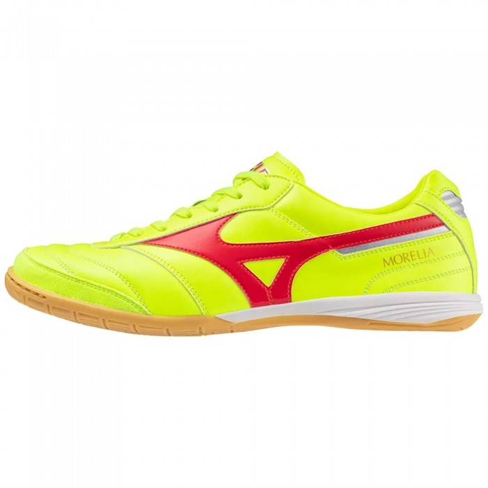 [해외]미즈노 Morelia Elite In 실내 코트 슈즈 3141340624 Safety Yellow / Fiery Coral 2 / Grey Silver