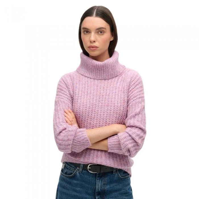 [해외]슈퍼드라이 Brushed Rib Slouch Nk 하이넥 스웨터 141197876 Dusty Rose Twist