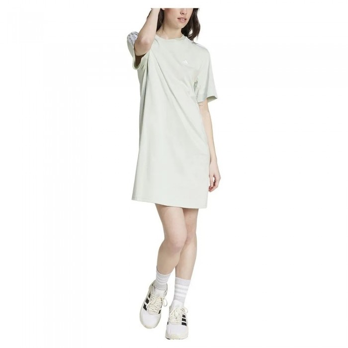 [해외]아디다스 Essentials 3 Stripes Single 져지 Boyfriend Tee 드레스 141129108 Linen Green